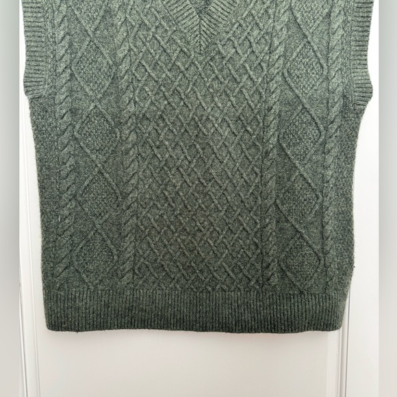 Madewell Cable Knit V-Neck Sweater Vest M Dark Forest Green - Picture 6 of 15